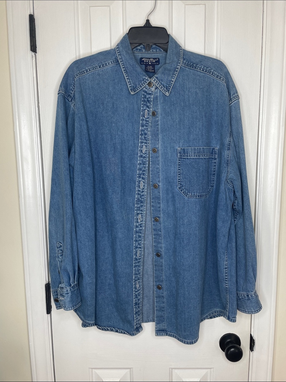 Eddie Bauer button down denim shirt woman’s XL